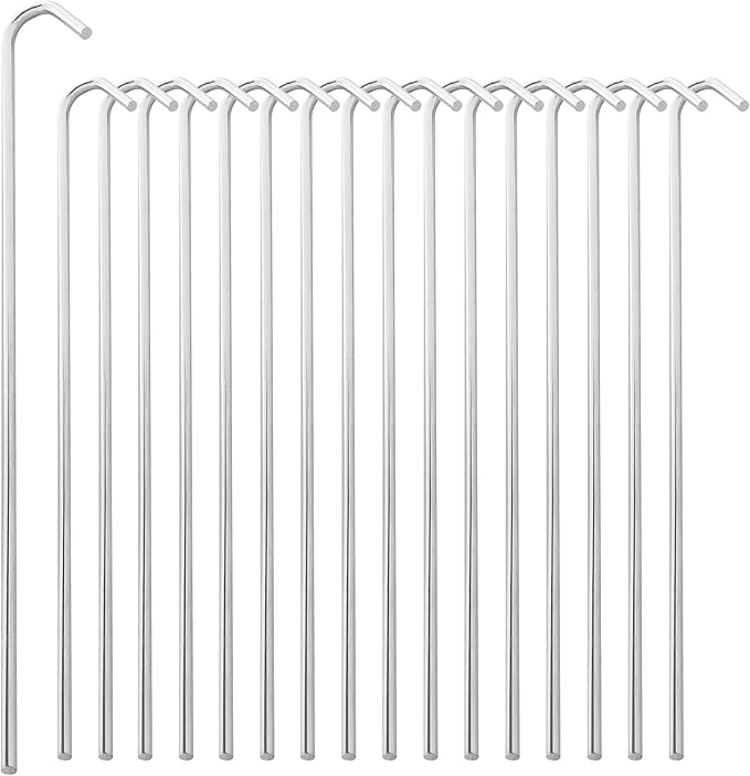 Super Z Outlet 9" Galvanized Non-Rust Anchoring Tent Stakes Pegs for Outdoor Camping, Soil Patio Gardening, Canopies, Landscaping Trim (20)