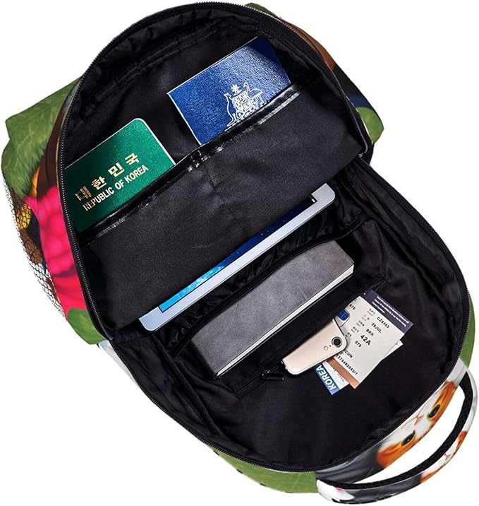 Men Women Lightweight Cute Animals Happy Dogs And Cats Art Backpack Large Capacity Bookbag With Smooth Zippers for Gym Business Running