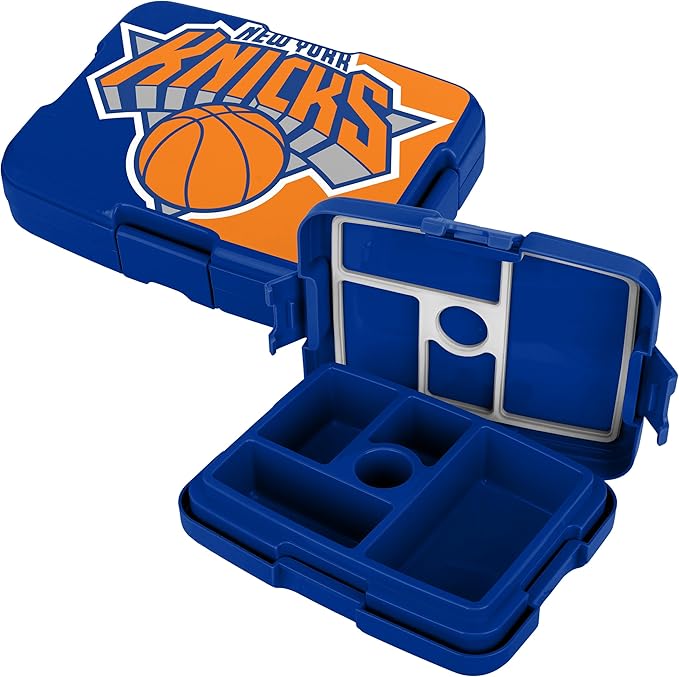FOCO NBA Unisex-Adult Officially Licensed 2-Tone Big Logo Team Color Basketball Leak Proof 5 Compartment Bento Lunch Box - New York Knicks