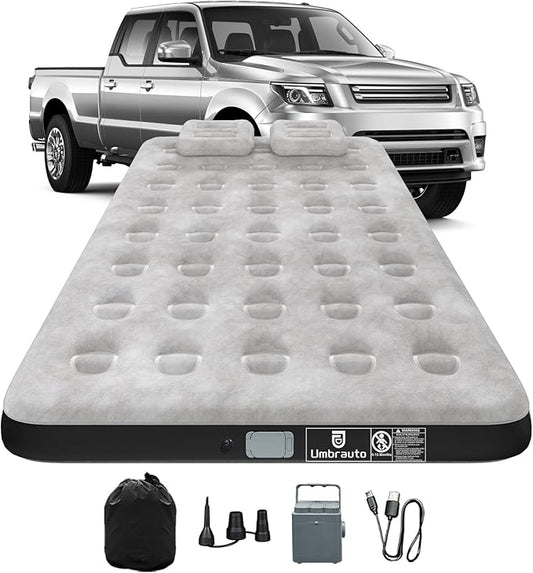 Umbrauto Air Mattress for 5.5-6.5 ft Short Bed Full-Size Trucks, Pickup Truck Airbed Mattress with Wireless Rechargeable Pump for Outdoor Travel