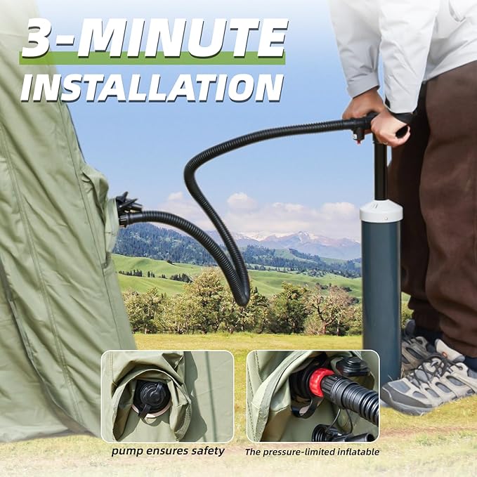 EROMMY 4/6/8/12 Person Inflatable Tent with Skylight, 4 Season Blow Up Tents with Hand Pump for Outdoor Camping & Hiking, Easy Set-up Windproof Sunproof Waterproof