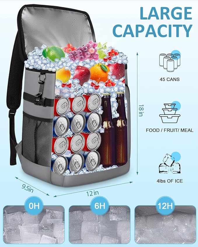 Capolo Cooler Backpack Insulated Leak Proof 36/45 Cans, Soft Camping Bacpack Cooler Thermal Bag Ice Chest, Portable Waterproof Travel Cooler Bag for Lunch Beach Picnic Shopping