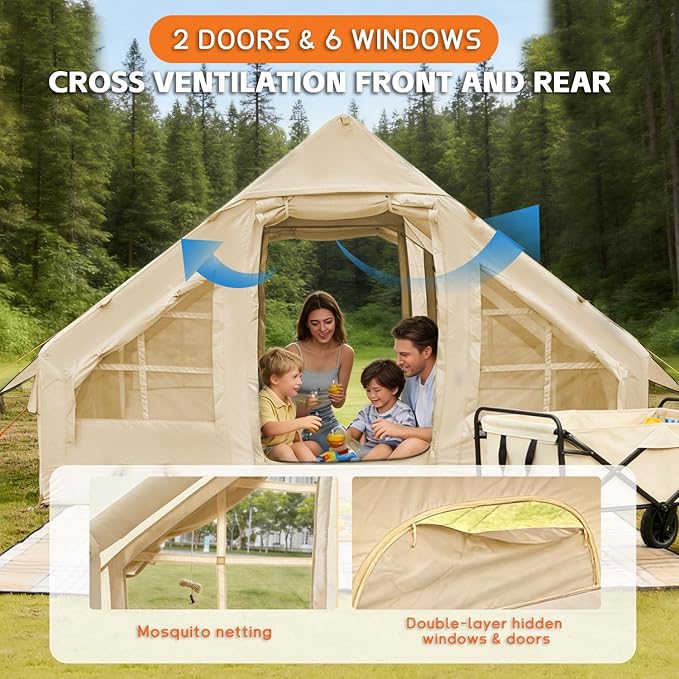 Inflatable Tents for Camping,Easy Blow Up Tent with Hand Pump,4 Seasons Waterproof Air Inflatable Camping Tent House for Family Weekend Camping