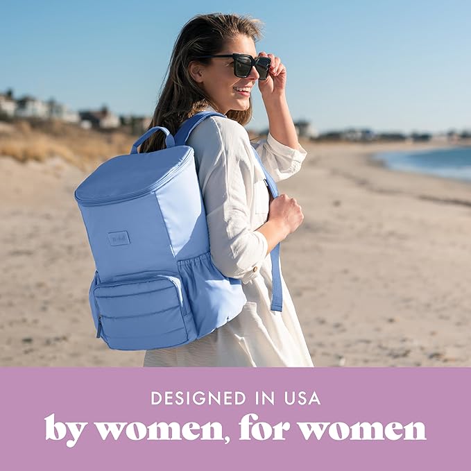 Fit & Fresh Insulated Backpack Soft Cooler – Leak-Resistant Beach & Travel Bag for Women, 24 Can Capacity Picnic & Cooler Bag