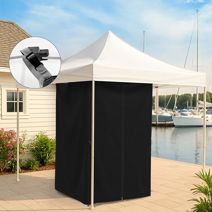 EAGLE PEAK Portable Privacy Tent Changing Room for Pop Up Canopy Fits Canopies with Cross Bars Outdoor Hanging Privacy Curtain 55.1" L x 55.1" W x 80.7" H, Black