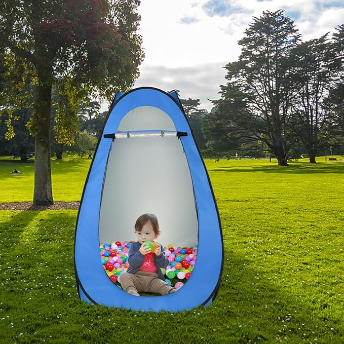 Pop Up Privacy Tent - 1-2 Person Portable Outdoor Camping Bathroom Toilet Tent Changing Dressing Room Privacy Shelter for Hiking, Beach, Picnic - Blue