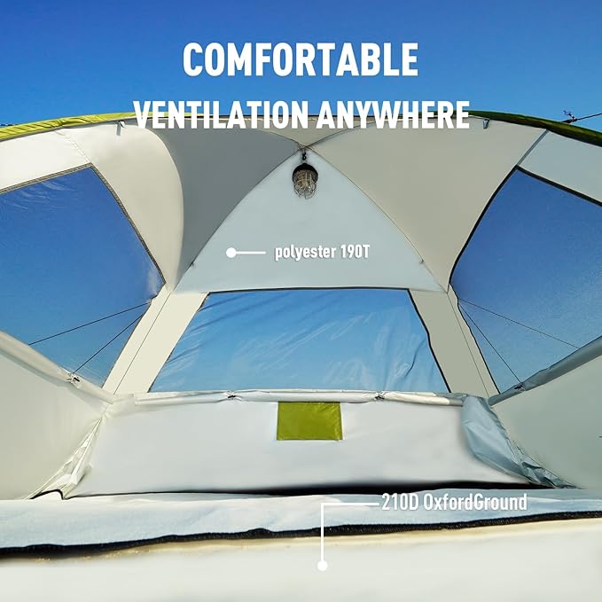 EchoSmile Pop Up Beach Tent for 4 Person Family, UPF 50+ Sun Shelter & Waterproof Beach Shade for Kids, Automatic Easy Setup Portable Cabana for Outdoor Travel (Green)
