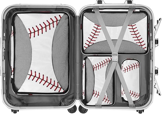 Baseball Compression Packing Cubes for Travel,Expandable Cubes Storage Bag Carry on Luggage Organizers for Toiletry Clothes Shoe Accessories 4 Set