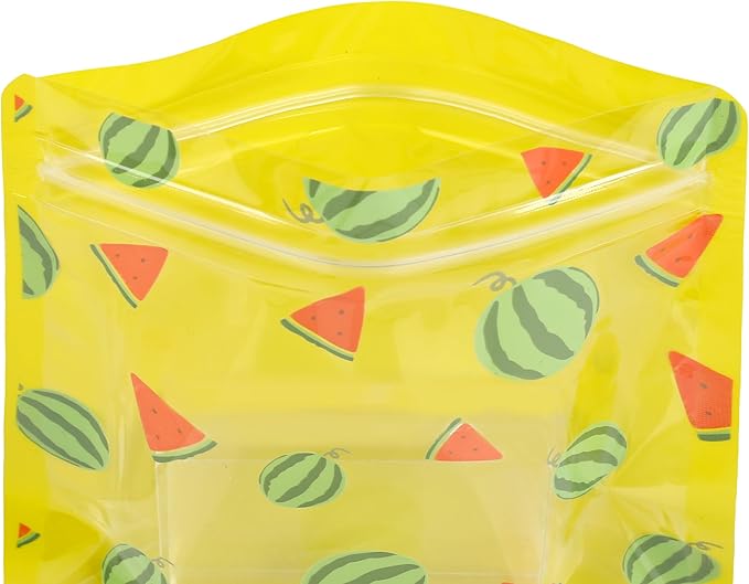 QQ Studio 100 PCS Clear Print Poly Plastic Color Empty Hangover Starter Kit with Resealable Zipper Seal Lock (Watermelon, 5.12 inch x 5.12 inch)