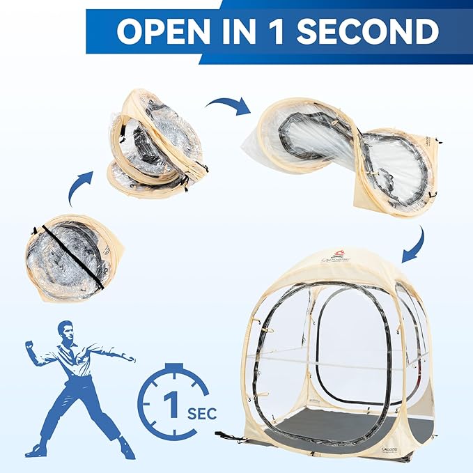 Sports Tent Pop Up Shelter - Instant Pod for All Weather, 2/4/6 Person Bubble Tent with Top Cover, Waterproof Clear Tent for Sports Events, Camping, Fishing, Cheering and Other Outdoor Activities