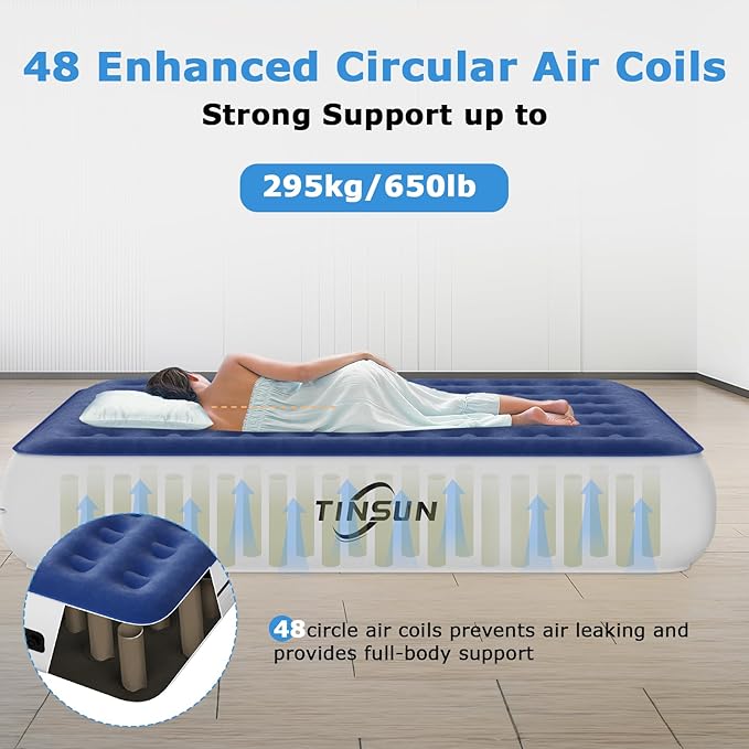 Air Mattress Queen with Built in Pump, Comfortable Blow up Mattress Portable Inflatable Bed for Camping, Inflatable Mattress Guest Bed for Home
