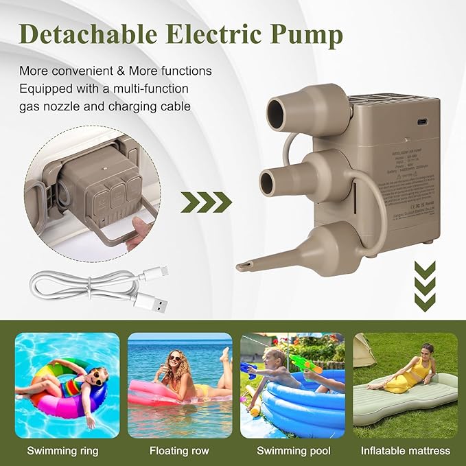 KMZ Inflatable SUV Air Mattress Thickened Flocking with Built-in Pump Self-Inflating Portable Sleeping Travel Bed Pad for SUV Truck Fast Inflation and Deflation