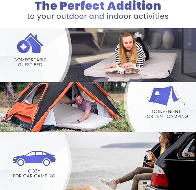 Hazli Matrix AirCell Memory Foam Camping Mattress Pad - CertiPUR-US Roll Up Mattress for Adults - Portable Foam Sleeping Mats for Camping - Camp Cot Sleeping Pad - Floor Sleep Mat Bed Roll for Car RV
