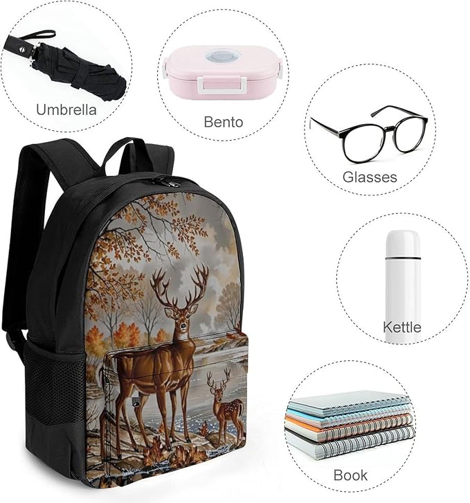 Adults Lightweight Tree Camouflage Deer Shoulder Book Bags Big Capacity Shoulder Bag With Adjustable Shoulder Straps for Trekking Work Walking Cycling