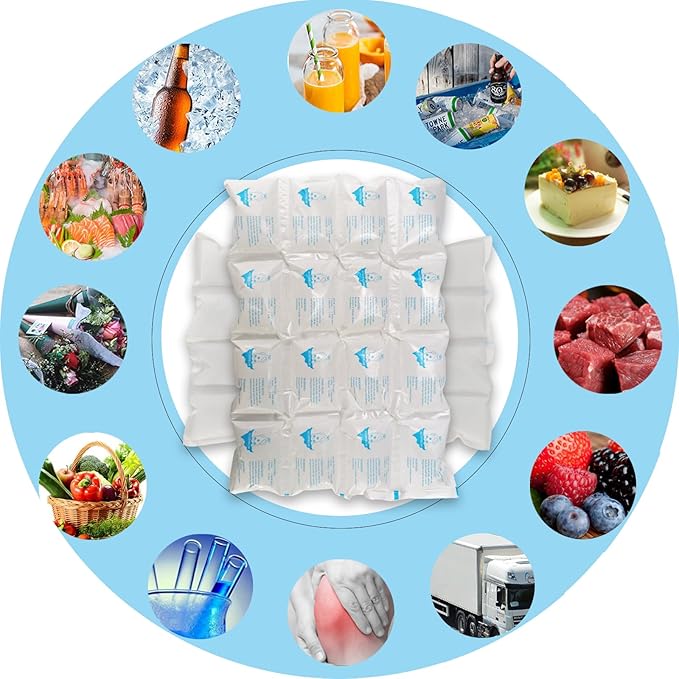 Reusable Ice Packs for Cooler Dry Ice Pack for Shipping Frozen Food & Perishables Storage & Mailing | Leak-Proof Long Lasting Cold Freezer Ice Packs for Lunch Bags & Insulated Boxes