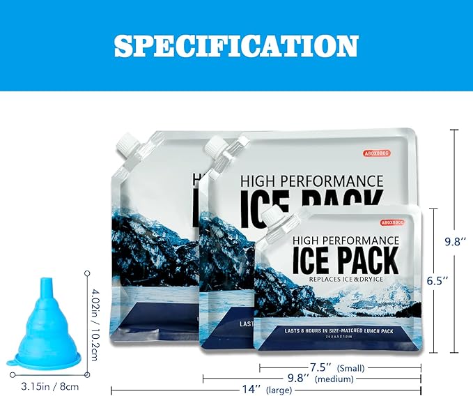 Reusable Ice Packs for Coolers Long Lasting Gel Freezer Packs for Cooler Bag Backpacks, Lunch Box, Cooler Bag, Keeps Food Cold Fresh (Small Set of 3)