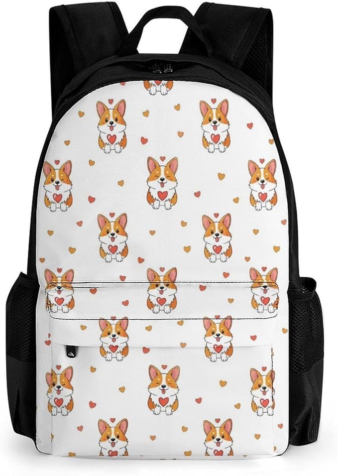 Supdreamc Lightweight Daypack for Camping Business Walking Cycling, Large Capacity Anti-Theft Multipurpose Bookbag, Corgis Funny Dog Design Gym Outdoor Hiking Backpack