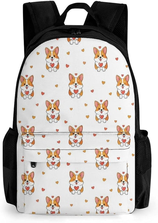 Supdreamc Lightweight Daypack for Camping Business Walking Cycling, Large Capacity Anti-Theft Multipurpose Bookbag, Corgis Funny Dog Design Gym Outdoor Hiking Backpack