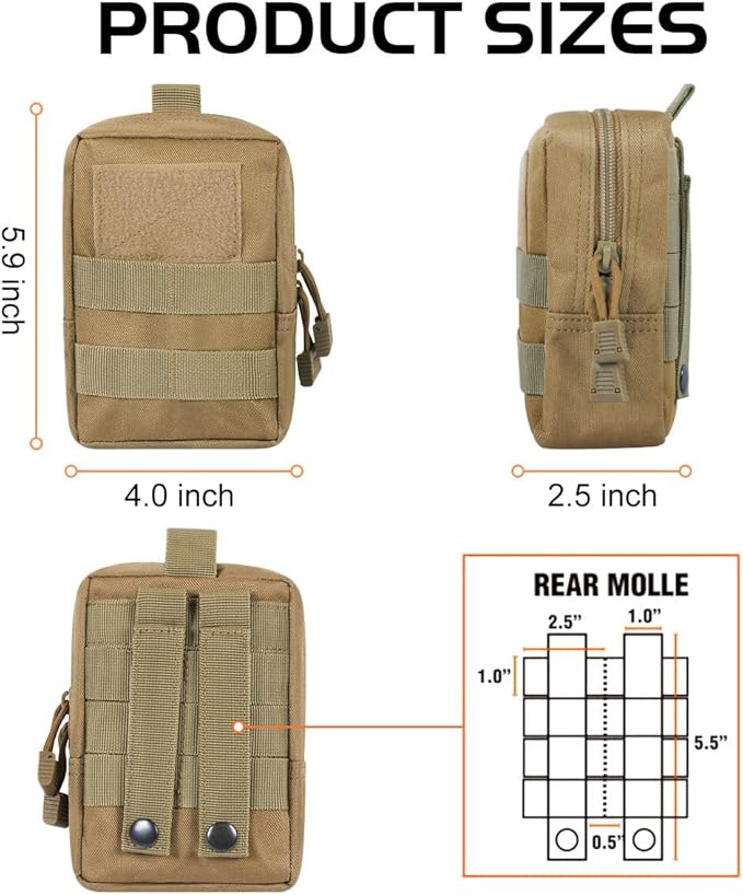 Gogoku 4-Pack Molle Pouch Tactical Molle Pouches Compact Utility EDC Waist Bag Pack