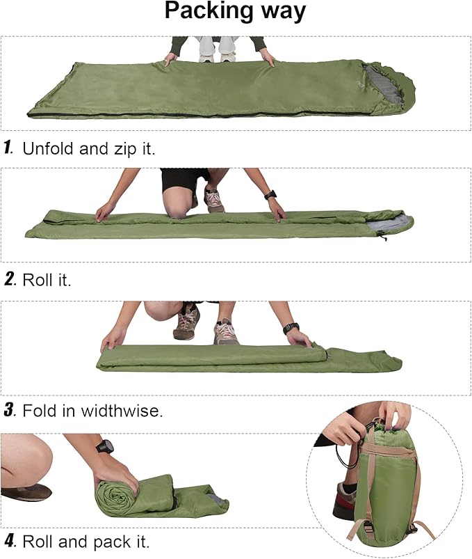 REDCAMP Ultra Lightweight Sleeping Bag for Backpacking, Hiking, Comfort for Adults Warm Weather, with Compression Sack