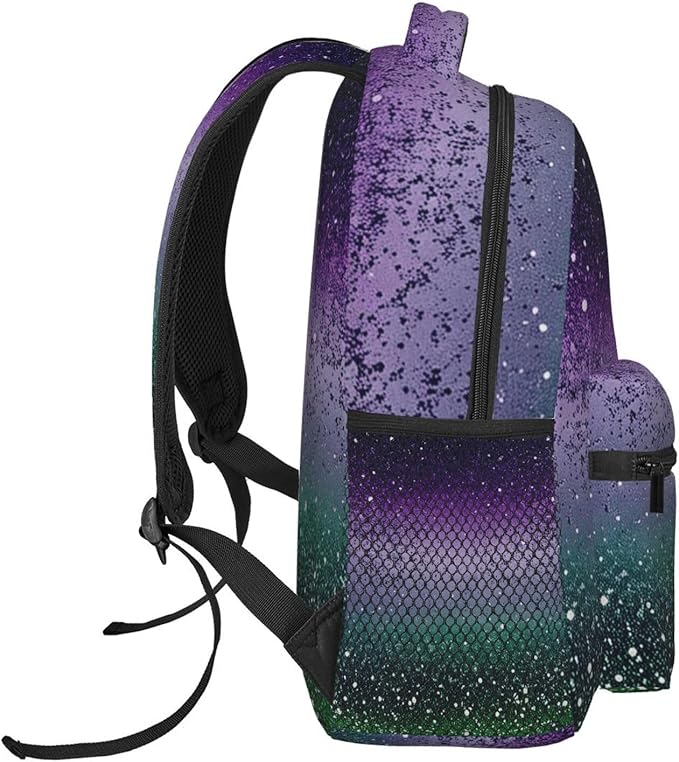 Daypack Bookbag Multipurpose Anti-Theft Big Capacity Carry On Bag, Sparkling Mermaid Scales Travel Hiking Camping Rucksack With Padded Straps