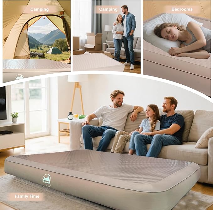 Bluewell Air Mattress Inflatable Bed – Built-in Pump, Quick Inflate & Deflate, Durable & Lightweight, Perfect for Camping, Travel, and Guest Use – Queen