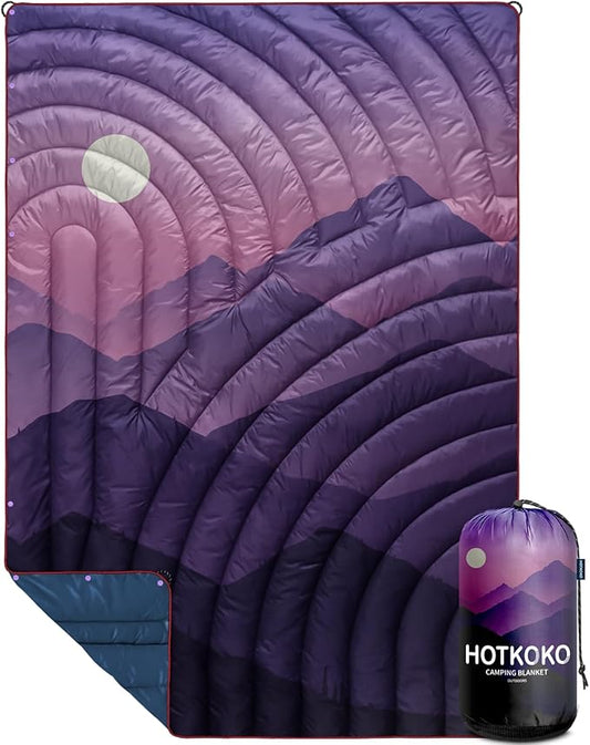 Mini Camping Blanket, Lightweight Down Alternative Puffy Blanket Packable Outdoor Blanket for Camping, Traveling, Stadium, Hiking, Picnics