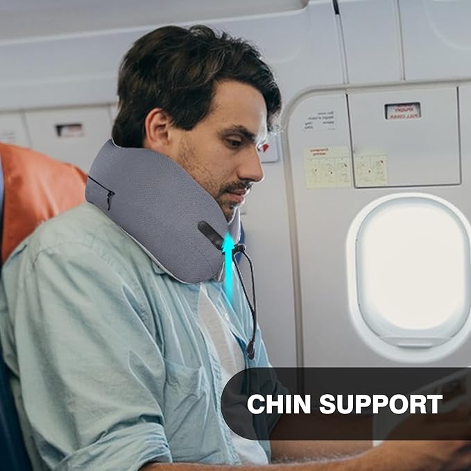 RESTCLOUD Plane Neck Pillow, Travel Neck Pillow for Sleeping on Airplanes, Flight and Car with All-Rounded Neck Support (Large)