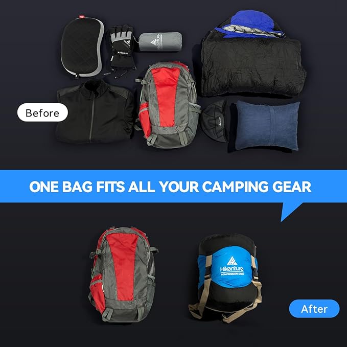 Hikenture Compression Sack for Sleeping Bag, Upgrade Anti-Tear Nylon Sleeping Bag Stuff Sack, 10L/14L/20L/30L Water-Resistant Compression Bag, Storage Bag