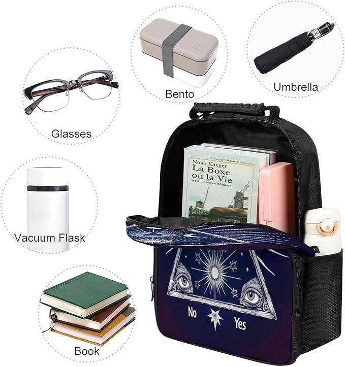 Men Women Polyester Purple Goth Gothic Witch Magic Spirit Board Daypack Big Capacity Shoulder Bag With Adjustable Shoulder Straps for Camping Travel Walking Cycling