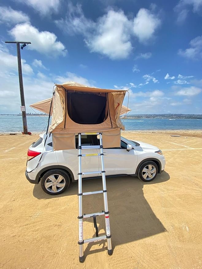 Takao Hardshell Roof Top Camp Tent - Khaki for Cars Trucks SUVs Fits 4 Person