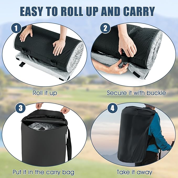 Goplus Memory Foam Camping Mattress, Portable Roll up Sleeping Pad w/Anti-Slip Bottom, Travel Bag, Single/Twin Waterproof Floor Mat, Guest Bed