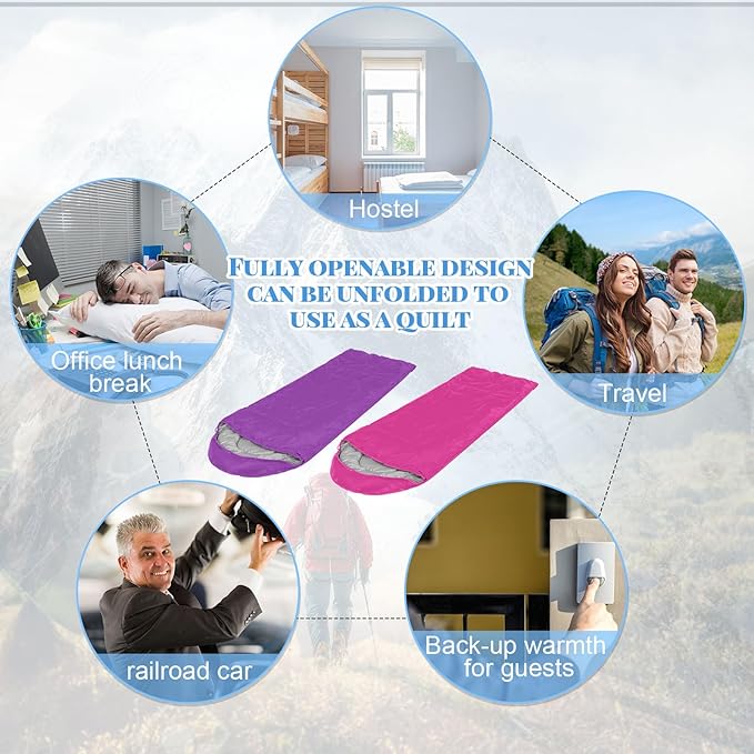 Macarrie 10 Pcs 0 Degree Camping Sleeping Bags Bulk for Adults Cold Weather 4 Season Warm Sleeping Bag with Compression Sack for Homeless Donation Shelter Emergency Hiking