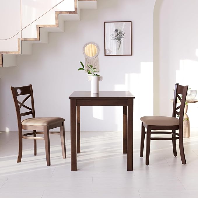 Livinia Cabin 33.5" Wooden Dining Table/Small Rectangular Modern Farmhouse Solid Wood Kitchen Table Desk (Walnut)