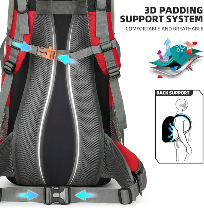 King'sGuard 70L Hiking Backpack with Rain Cover Lightweight Waterproof Travel Camping Backpack Large Backpacking Pack