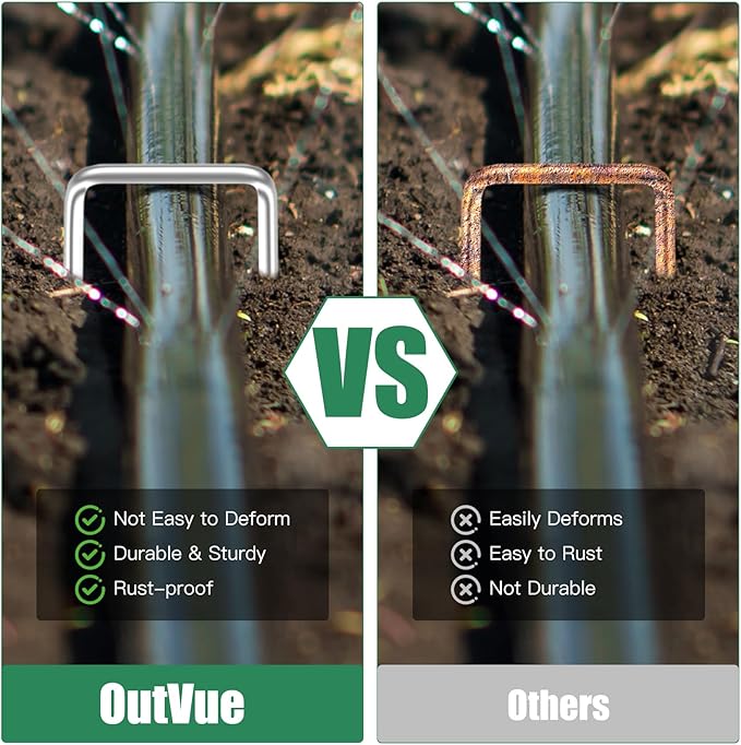 6 Inch 25 Pack Landscape Staples,11 Gauge Plant Stakes,Hot-dip Galvanized Tent Stake & Garden Stakes for Plants, Staple Landscaping Fabric SOD Pins for Decoration Weed Barrier Fabric