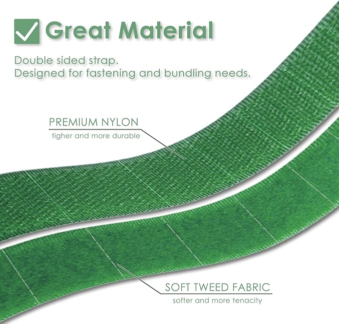 Garden Tie Green Strap Plant Supports Gentle on Plants Pre-Cut Design Tearable Reusable Sturdy Multi-Purpose for Home Garden Balcony Office (32.8ft × 0.6 inch, Green 2 Packs)