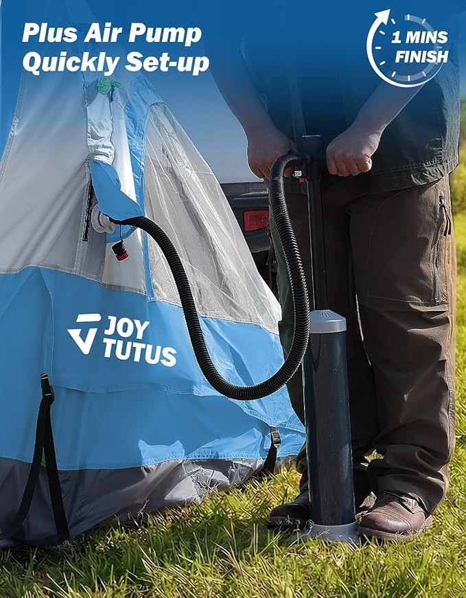 JOYTUTUS Inflatable Truck Bed Tent 5.5-6.5FT with Awning, Includes Air Pump for Quick 30S Setup, Dual-use Pickup or Camping Tent for 2 Person, Truck Tent with Waterproof Roof Shade and 3 Windows