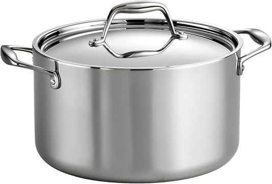Tramontina Signature Tri-Ply Clad Stainless Steel 6-Quart Sauce Pot with Lid, Induction-Ready Pot, Dishwasher-Safe, NSF-Certified, Made in Brazil