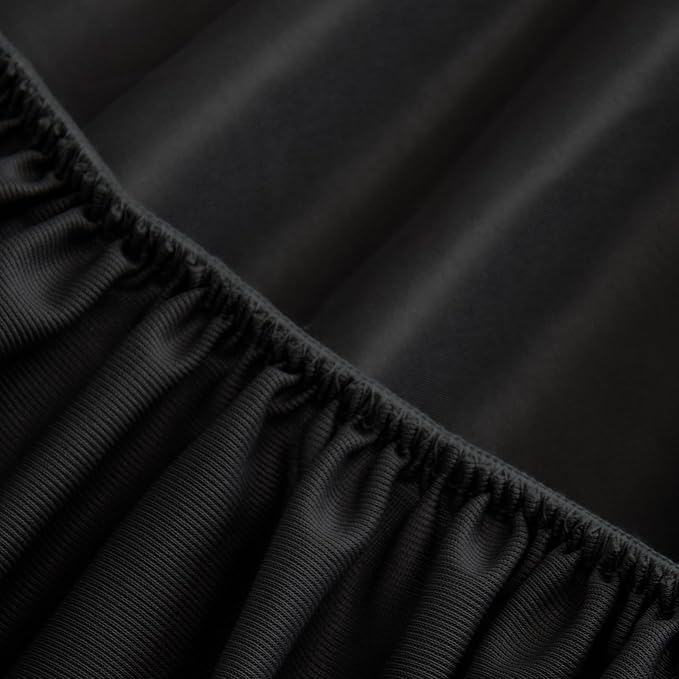 Biloban Twin Fitted Sheet 2 Pack, Twin Bedding Fitted Sheets Only with Deep Pocket up to 14", Bottom Sheet, Shrinkage & Stain Resistant Fitted Bed Sheets, Wrinkle Free & Easy Care, Black