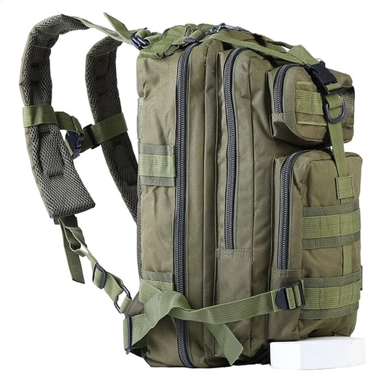 Lawaia Small Tactical Backpack Military Survival Molle Army Go Bag Hunting Gym Rucking Hiking Camping Motorcycle Rucksack With Weights for Men and Women 30L (Green)