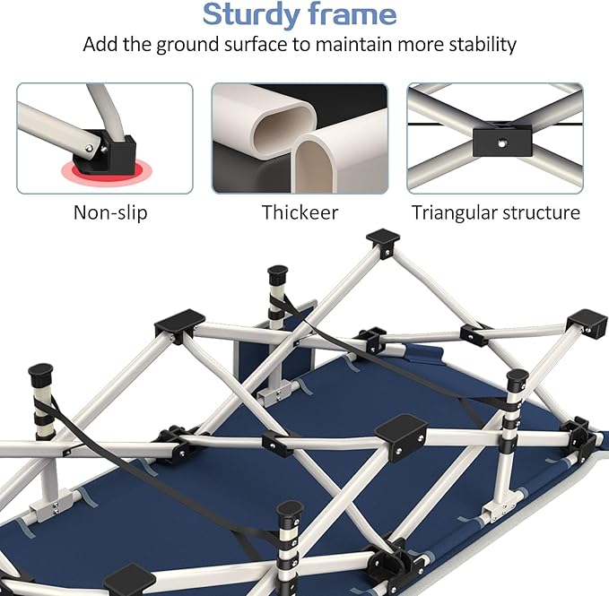 Camping Cot with Comfortable Mattress Cots for Camping with Pad Heavy Duty Camping Bed Sleeping Cot with Carry Bag Folding Cots for Adults Home Office Nap Vocation Outdoor Indoor Easy to Set Up