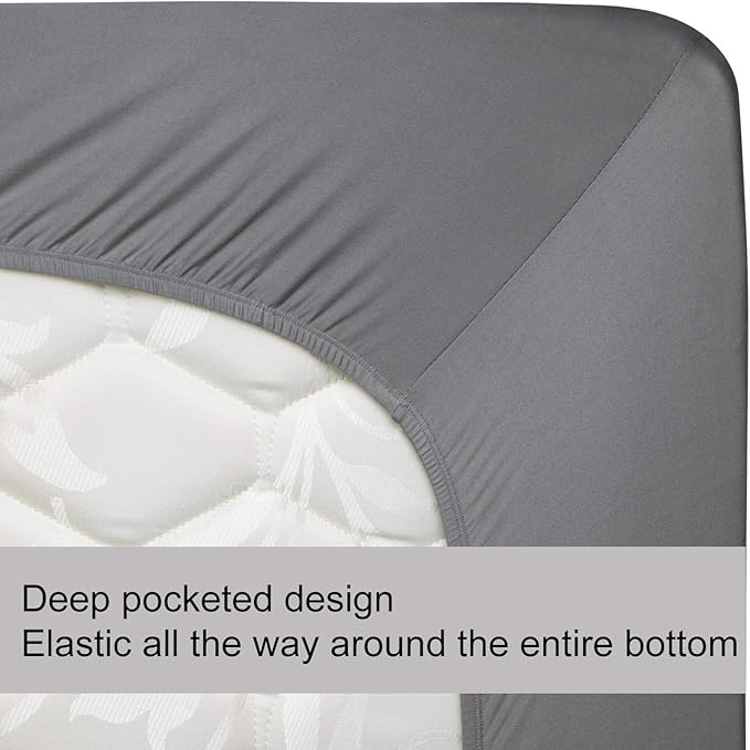 StretchSnug Full/Full XL Size Fitted Sheet Only - 4-Way Stretchy, Snug Fit, Wrinkle Free & Stay in Place, No More Slipping Off for Mattress, Soft & Comfortable - Light Gray