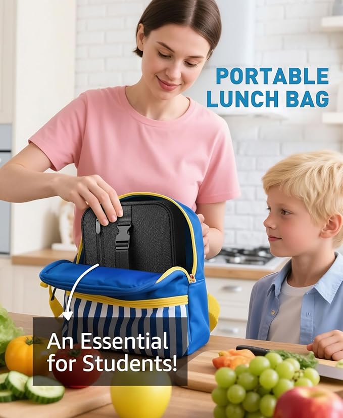 Small Lunch Box Insulated Lunch Bag for Women Men, Bento Kids Lunch Box, Compact Portable Thermal Meal Cooler Bags with Buckle Handle for Work & School, Black 5L