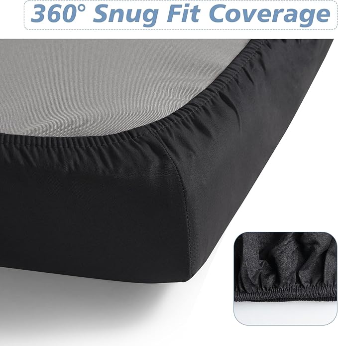Cot Sheets 31" x 75" Cot Size Sheet Fitted for Narrow Twin Mattress/RVs Bunk/Guest Beds/Army Cots/Trifold Mattress/Travel Size Mattress, Ultra Soft & Breathable Camper RV Bunk Bed Sheets, Black