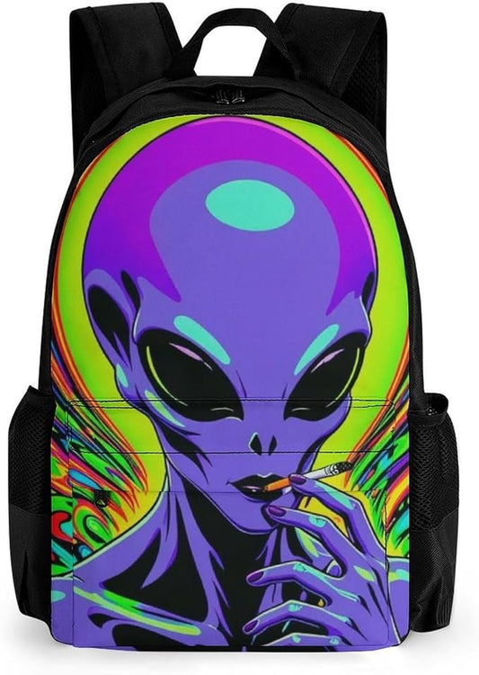 Backpack Polyester Multipurpose Anti-Theft Trippy Alien Art Shoulder Bag Big Capacity Gym Outdoor Hiking Backpack With Padded Straps
