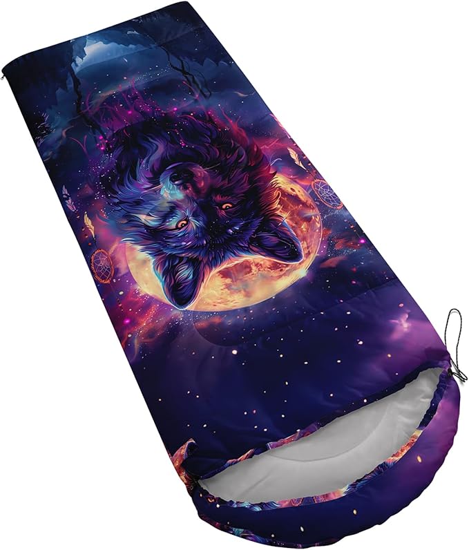 AILONEN Kawaii Puppy Sleeping Bag for Kids Boys Girls,Warm and Cool Weather,Lightweight,Waterproof Backpacking,Cartoon Cute Dog & Duck Animal Themed Blue Sleeping Bag for Camping