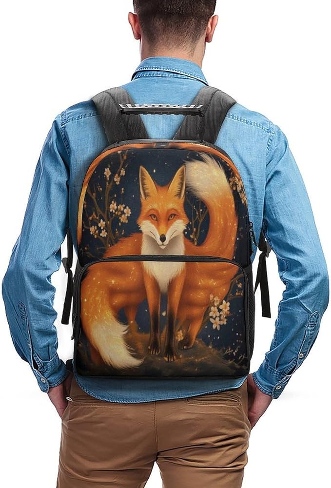 Backpack Polyester Multipurpose Anti-Theft Anime Fox Art Shoulder Bag Big Capacity Gym Outdoor Hiking Backpack With Padded Straps