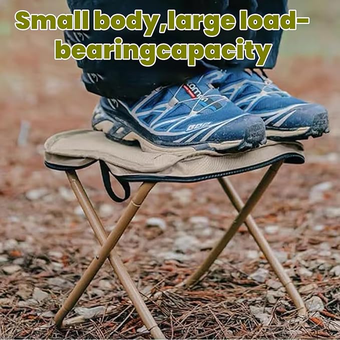 Foldable Portable Backpack Stool|Collapsible Stool for Camping,Hiking |Lightweight Ultralight Pocket Chair|Capacity 330LBS|Outdoor Footstool for Travel Walking Fishing Picnic BBQ (Black, Large)