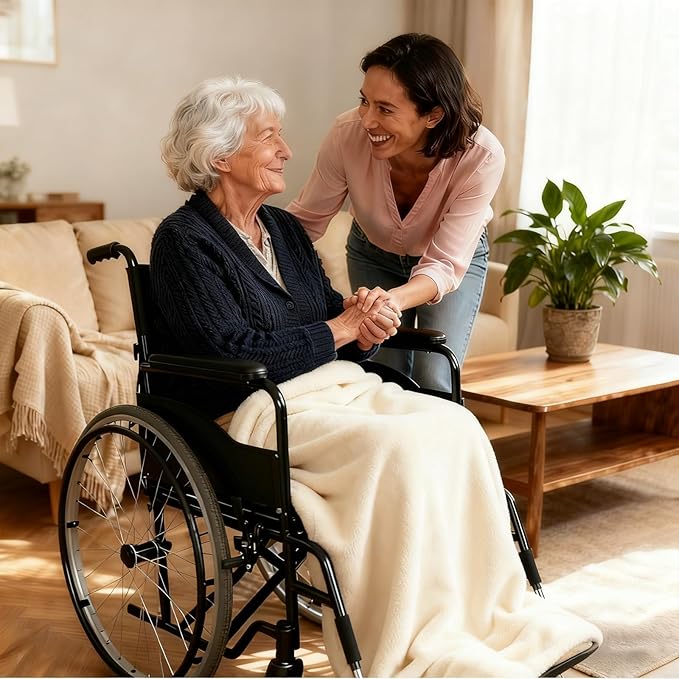 SNZ Cozy Wearable Blanket for Women & Men - 60"x33" Fleece Poncho, Warm Office Chair Lap Blanket, Travel, Camping & Home Wrap - Comfy Poncho Throw - Gift for Mom, Elderly